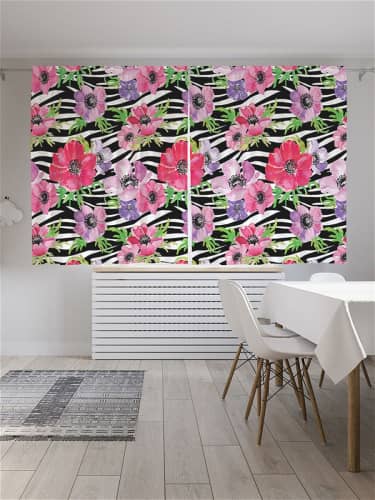 Купить Шторы JoyArty с фотопечатью Маковое поле из сатена, 290х180 см по низкой цене