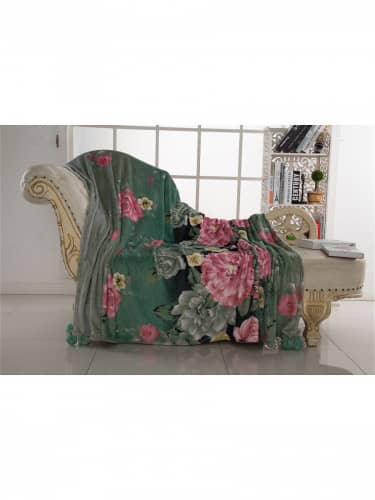 Купить Плед Sofi de Marko из велсофта с помпонами 200х230 см по низкой цене