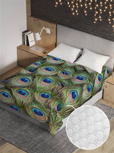 Купить Покрывало Ambesonne стеганое Павлиний мир , Евро 220x235 см по низкой цене