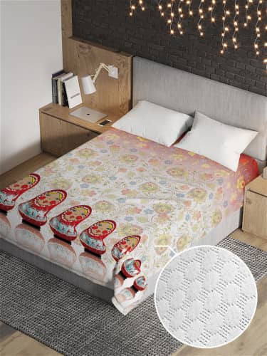 Купить Покрывало Ambesonne жаккардовое, Евро 220x235 см , Русские матрешки , стеганый трикотаж по низкой цене