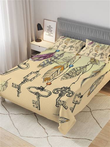 Купить Покрывало Ambesonne стеганое жаккардовое с 2-мя наволочками, Евро 220x235 см по низкой цене