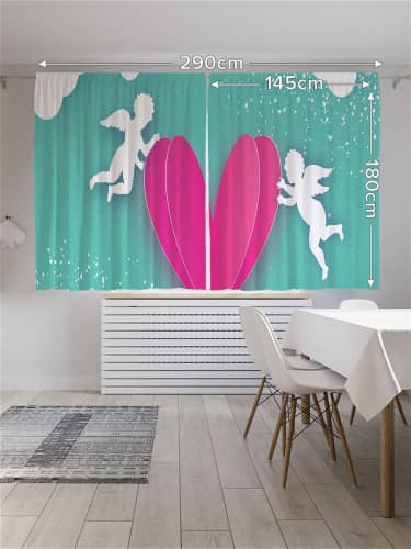 Купить Шторы JoyArty с фотопечатью Волшебные сердца из сатена, 145х180 см по низкой цене
