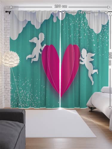 Купить Шторы JoyArty с фотопечатью Волшебные сердца из сатена, 290х265 см по низкой цене