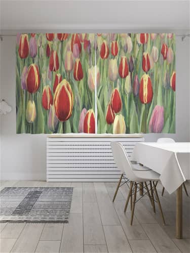 Купить Шторы JoyArty с фотопечатью Ваза цветов из сатена, 290х180 см по низкой цене