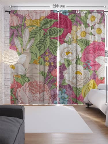 Купить Шторы JoyArty с фотопечатью Милые ромашки из сатена, 290х265 см по низкой цене