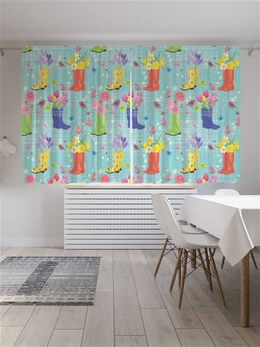 Купить Шторы JoyArty под лён Сапоги с цветами , серия Oxford DeLux, 290х180 см по низкой цене