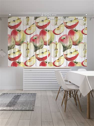 Купить Шторы JoyArty с фотопечатью Яблочный рисунок из сатена, 290х180 см по низкой цене