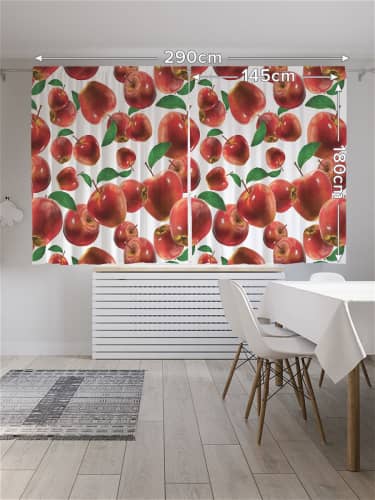 Купить Шторы JoyArty с фотопечатью Яблочный рисунок из сатена, 290х180 см по низкой цене