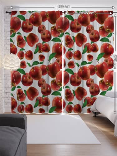 Купить Шторы JoyArty с фотопечатью Яблочный дождь из сатена, 290х265 см по низкой цене