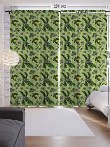 Купить Шторы JoyArty с фотопечатью Пальмовые цветы из сатена, 290х265 см по низкой цене