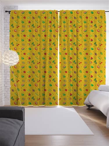 Купить Шторы JoyArty с фотопечатью Маленькие фрукты из сатена, 290х265 см по низкой цене
