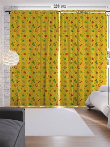 Купить Шторы JoyArty с фотопечатью Маленькие фрукты из сатена, 290х265 см по низкой цене