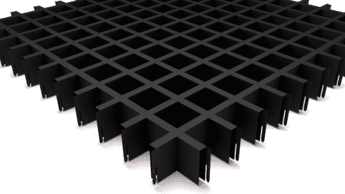 Купить Потолок Грильято RAL 9005 Эконом подвесной, h=40 мм, 200х200 мм, 0,3 мм по низкой цене