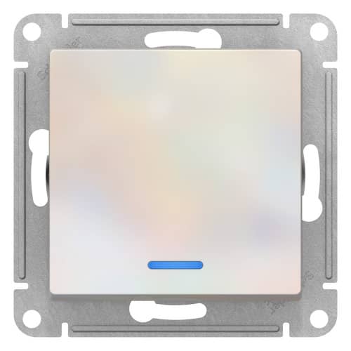 Купить Выключатель одноклавишный Schneider Electric Атлас Дизайн с подсветкой без рамки жемчуг по низкой цене