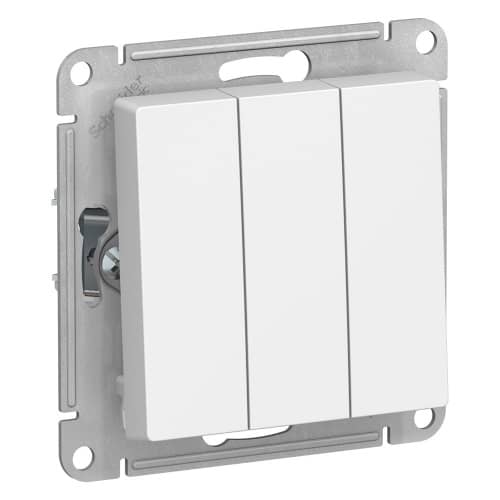 Купить Выключатель трехклавишный Schneider Electric Атлас Дизайн без рамки белый по низкой цене
