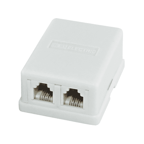 Купить Розетка TDM Electric внешняя, телефонная RJ-11, 2 гнезда, 6P-4C, белая по низкой цене