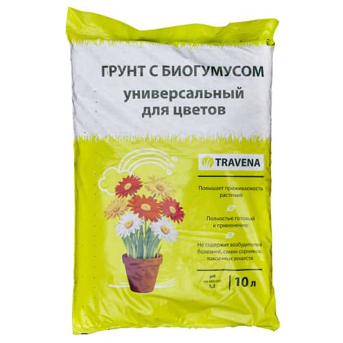 Купить Грунт универсальный для цветов TRAVENA 10 л по низкой цене