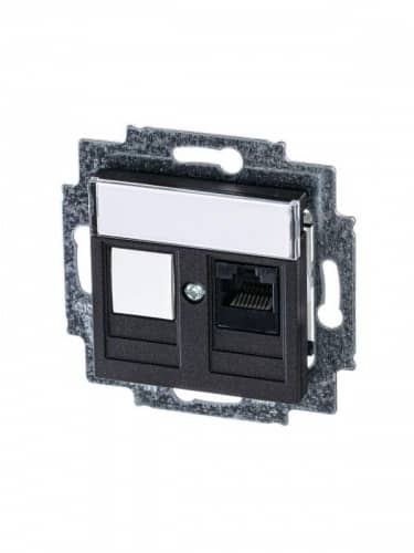 Купить Розетка компьютерная Levit RJ45 кат.5E с заглушкой антрацит ABB 2CHH295117A6063 по низкой цене
