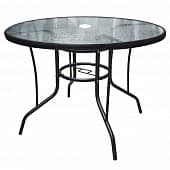 Купить Стол садовый металлический d100 см со стеклянной столешницей по низкой цене