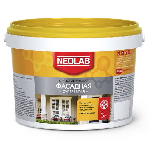Купить Краска фасадная акриловая Neolab белая 3 кг по низкой цене