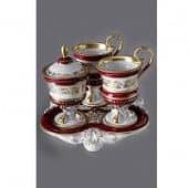 Купить Сервиз Rudolf Kämpf кофейный, красный, с позолотой, на 2 персоны по низкой цене