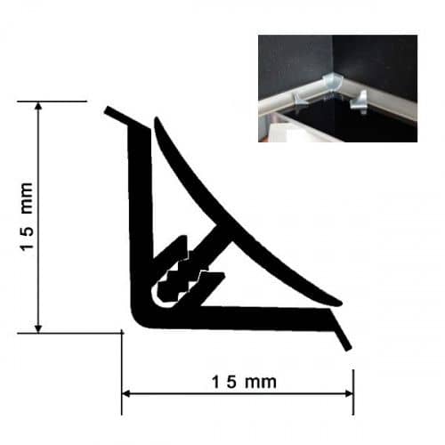 Купить Плинтус Korner LB15 для столешницы алюминиевый с кабель-каналом мягкий край алюминий 20-15-0-А-001 15х15x3000 мм по низкой цене