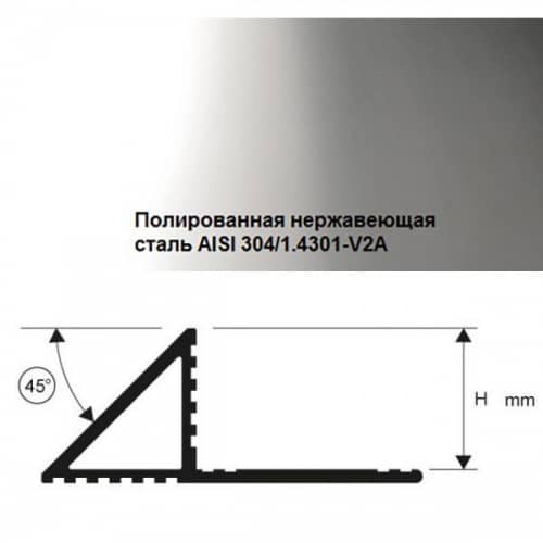 Профиль Progress Profiles Projolly-triangle PJTRAC нержавейка полированная для плитки наружный 2,7 м по низкой цене