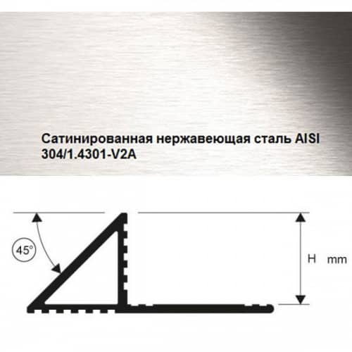 Профиль Progress Profiles Projolly-triangle PJTRACS Нержавейка сатинированная для плитки наружный 2,7 м по низкой цене