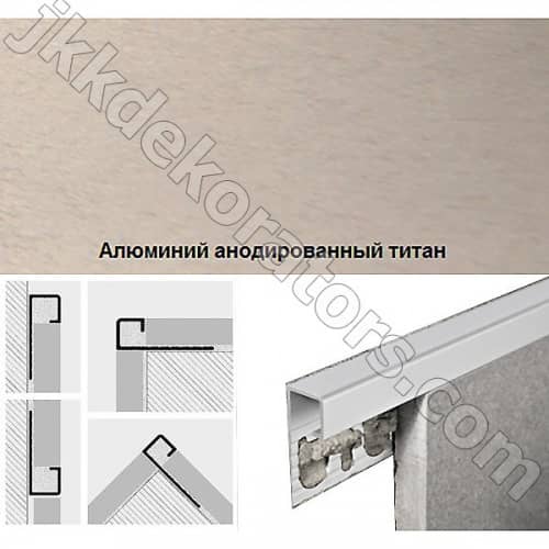 Раскладка Progress Profiles PJQAT Projolly square анодированный титан для плитки наружная 2,7 м по низкой цене