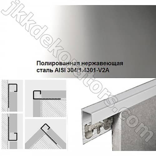 Раскладка Progress Profiles Projolly square PJQAC нержавейка полированная для плитки наружная 2,7 м по низкой цене