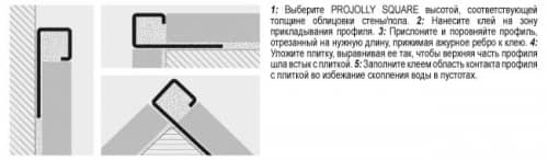 Раскладка Progress Profiles Projolly square PJQAC нержавейка полированная для плитки наружная 2,7 м по низкой цене