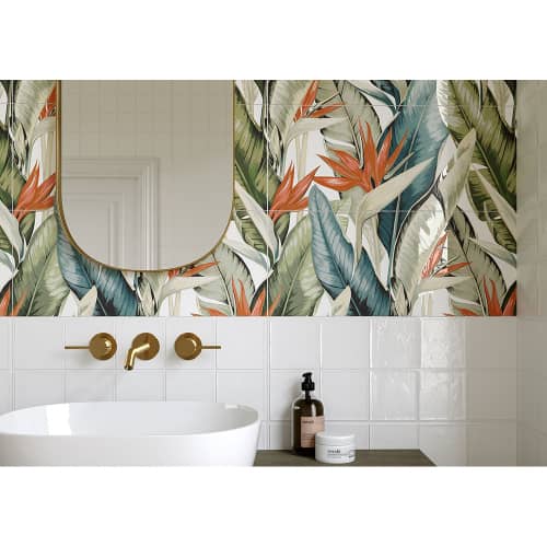 Купить Плитка настенная Манго сквеа белая 25х60 см по низкой цене