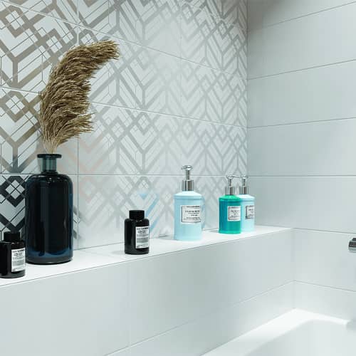 Купить Декор настенный Альрами серый геометрия 20х44 см по низкой цене