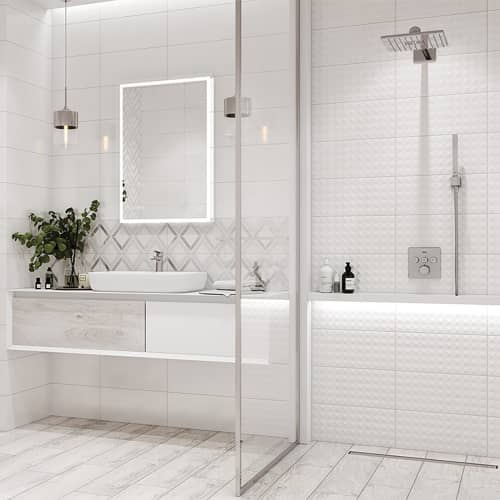 Купить Декор настенный Альрами серый геометрия 20х44 см по низкой цене