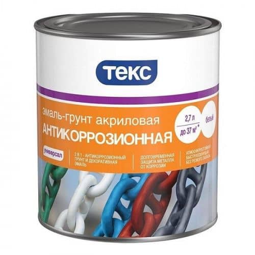 Купить Эмаль-грунт Текс Универсал антикоррозионная матовая белая 2,7 л по низкой цене
