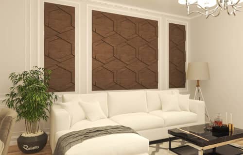 3D панель стеновая Relieffo Honeycomb (Лиственница) Д004ЛС 600х600х30 мм