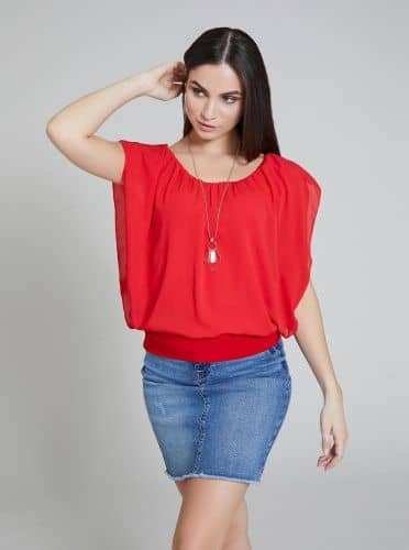 Купить Блузка Piazza Italia с кулоном на цепочке, коралловая по низкой цене
