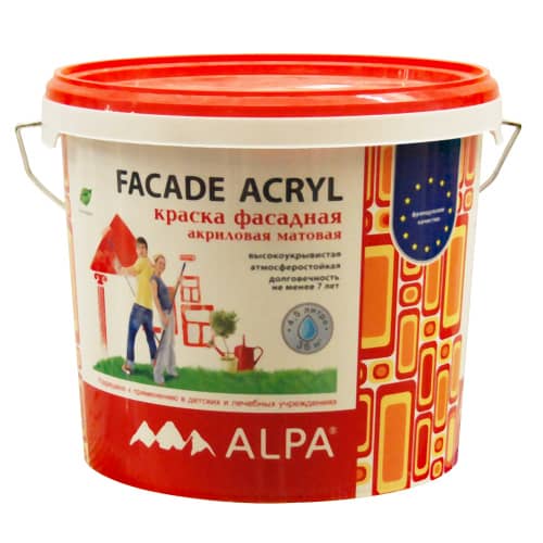 Купить Краска фасадная акриловая Alpa Facade Acryl 4,5 л по низкой цене
