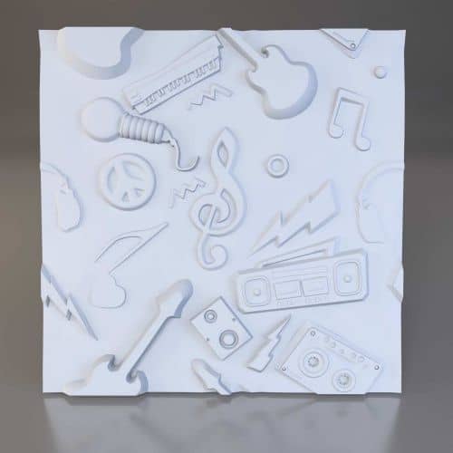 3D панель стеновая Relieffo Instrumental 044 из пенополиуретана 600х600х30 мм