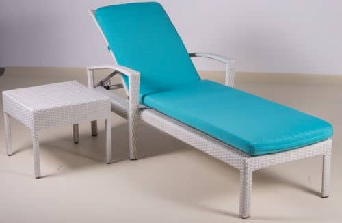 Купить Шезлонг ТЕРРАСА Люкс БАЛИ жгут 9366 с квадратным столиком 50х50 см и подушкой по низкой цене