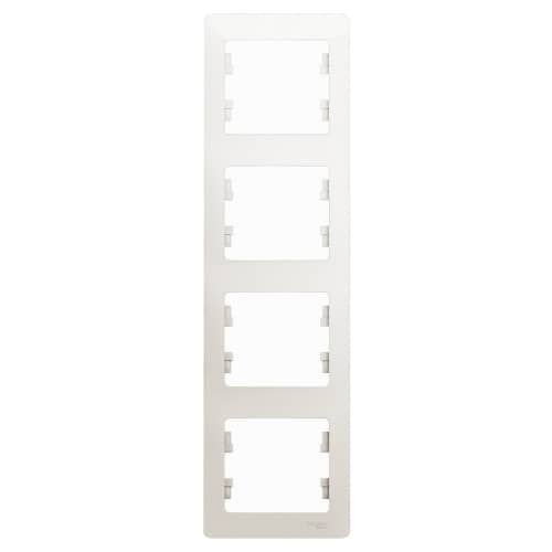 Купить Рамка Schneider Electric Глосса 4 поста вертикальная белая по низкой цене