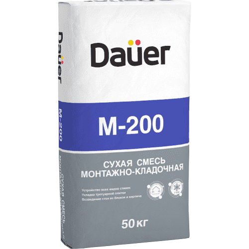 смесь dauer м-200 сухая монтажно-кладочная 50 кг Купить Смесь Dauer М-200 сухая монтажно-кладочная 50 кг по низкой цене