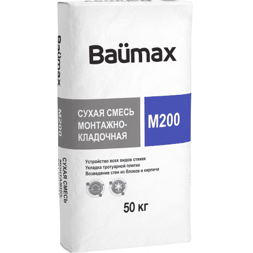 смесь baumax м-200 сухая монтажно-кладочная 50 кг Купить Смесь Baumax М-200 сухая монтажно-кладочная 50 кг по низкой цене