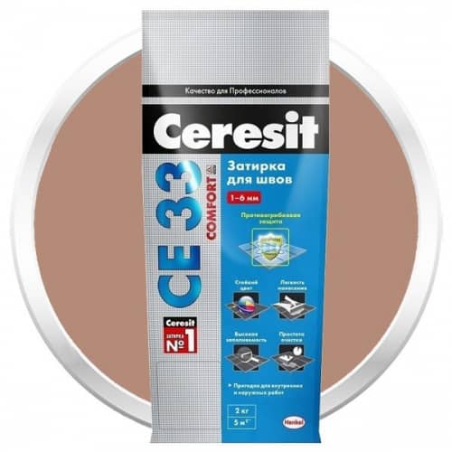Затирка Ceresit СЕ33 Comfort цементная для узких швов светло-коричневая 2 кг