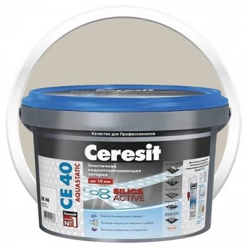 Затирка Ceresit CE 40 Aquastatic серая цементная для швов