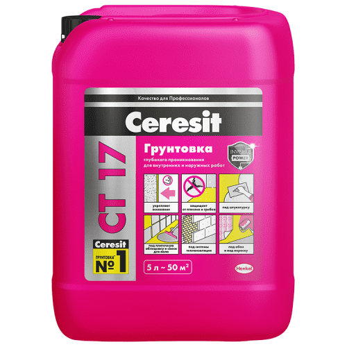 грунтовка ceresit ct 17 глубокого проникновения зима 5 л Купить Грунтовка Ceresit CT 17 глубокого проникновения Зима 5 л по низкой цене