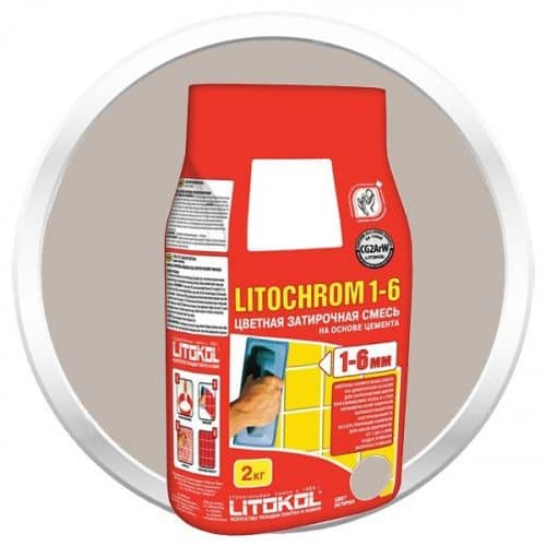 Затирка Litokol Litochrom 1-6 C30 жемчужно-серая цементная для швов 2 кг