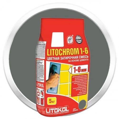 Затирка Litokol Litochrom 1-6 C10 серая цементная для швов 5 кг