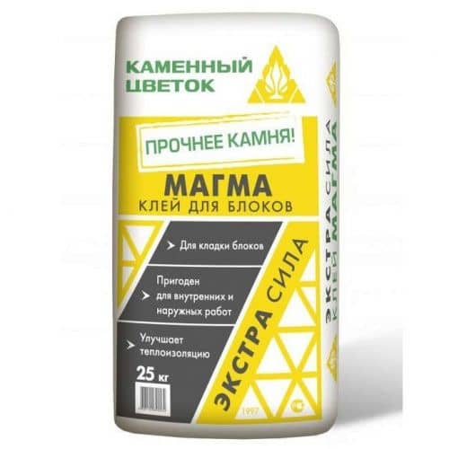 Купить Клей Каменный цветок Магма для пористых стеновых блоков 25 кг по низкой цене