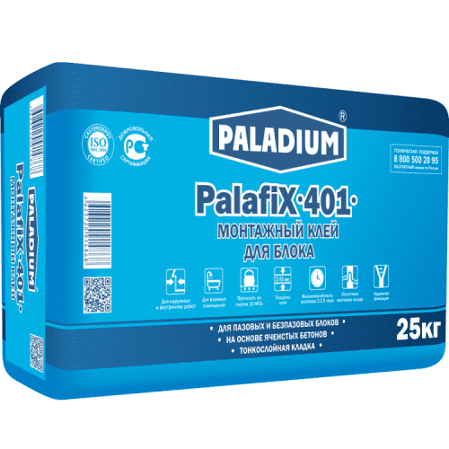 Купить Клей Paladium PalafiX-401 монтажный для блока 25 кг по низкой цене